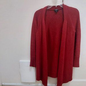 Talbots petite long red open sweater